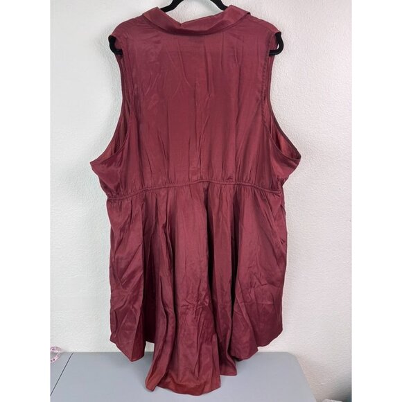 Torrid women's‎ 4 4X rust red high low sleeveless collared tunic top blouse - Picture 4 of 5